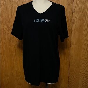 “Teresa Caputo” (Souvenir) Black V-Neck Women’s Sequined T-Shirt / Size: L